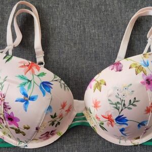 *EXCELLENT* Victoria's Secret 36C Push-Up Very Sexy Pushup Light Pink Floral Bra